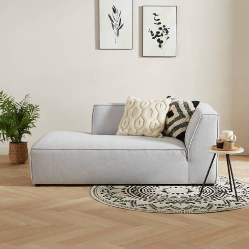 Newton modulair bankelement (chaise links) - Grijs - Polyester