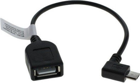 OTB Adapterkabel micro-USB - OTG (On-The-Go) - 90graden - Zwart - 0.10 m