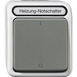 Merten MEG3643-8029 Opbouw-noodschakelaar voor verwarming, 3-polig met controlelampje, voor vochtige ruimtes, lichtgrijs, Aquastar