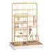 SONGMICS Présentoir à bijoux, métal, plateau en velours | CAELEY JJS028A01 Organisateur de bijoux pour colliers, bracelets, boucles d'oreilles, bagues, or et beige, collection CAELEY