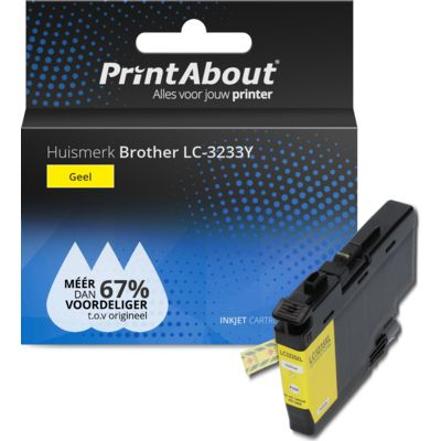 PrintAbout Huismerk Brother LC-3233Y Inktcartridge Geel