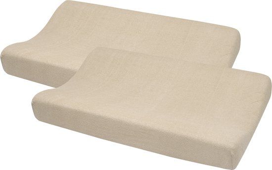 Meyco Baby Uni aankleedkussenhoes - 2-pack - badstof - sand - 50x70cm