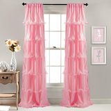Lush Decor Nerina doorschijnend gegolfd getextureerd roze vensterpaneel voor woonkamer, eetkamer, slaapkamer (enkel gordijn), 213 bij 137 cm