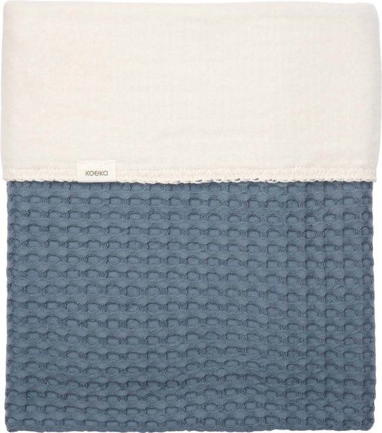 Koeka ledikantdeken cotton fleece wafel Amsterdam bluestone 100x150