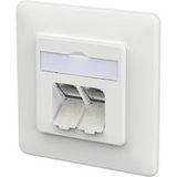 METZ CONNECT E-DAT C6A LSA++ doos, 2 poorten, encastrable, blanc signalisation