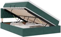 vidaXL Opbergbed met hoofdeinde, donkergroen, 140 x 200 cm, fluweel