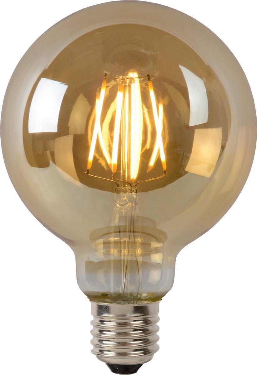 Lucide G95 - Filament lamp - Ø 9,5 cm - LED Dimb. - E27 - 1x5W 2700K - Amber