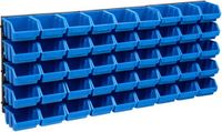 vidaXL 48-delige Opslagbakkenset met wandpanelen blauw en zwart