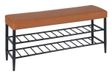 Relaxdays Schoenenbank met zitkussen, 2-laags, voor 8 paar, metalen kunstlederen design, 50x100x30 cm, zwart-bruin