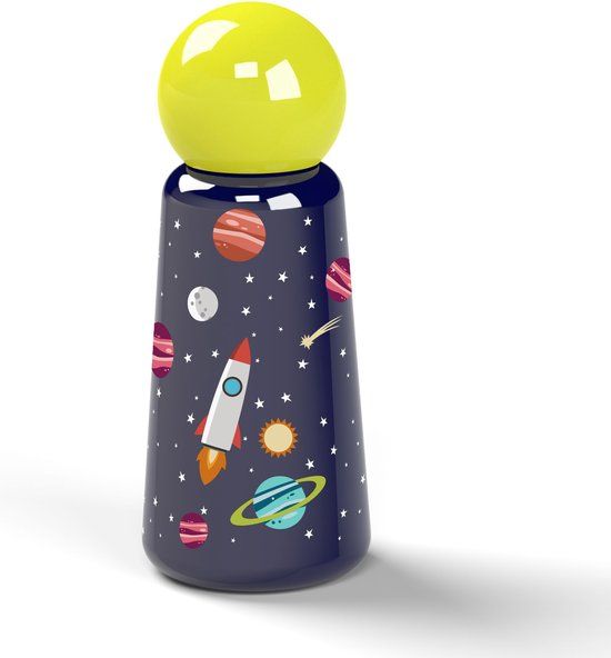 Lund - Skittle Drinkfles Dubbelwandig 300 ml Planeten - Blauw