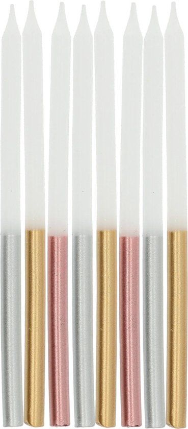 Folat - Kaarsjes glamour metallic 10 cm (24 stuks) - Multi