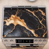 PETTI Artigiani Italiani - Fornuisafdekplaat voor moderne keuken, marmereffect, zwart en goud, fornuisafdekplaat 40 x 70 cm, 100% Made in Italy
