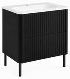 3xE living Armoire de salle de bain 60 cm, noir, avec lavabo, pieds noirs
