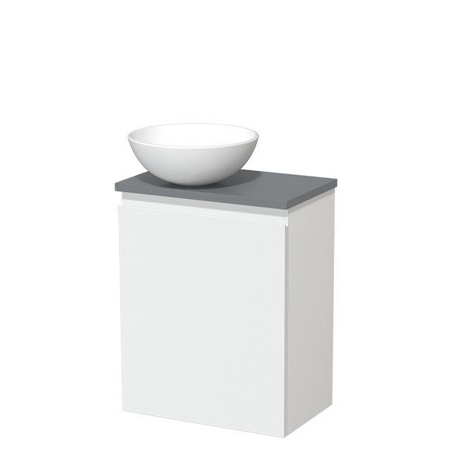 Maxaro Modulo Toiletmeubel 41 cm - Mat Wit - Middengrijs Blad - Greeploos