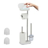 Relaxdays toiletbutler met toiletrolhouder, borstel, plankje, 69x31x16 cm, wit