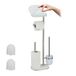 Relaxdays toiletbutler met toiletrolhouder, borstel, plankje, 69x31x16 cm, wit
