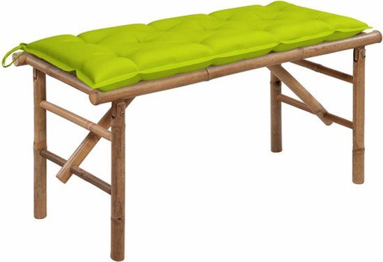 vidaXL Tuinbank inklapbaar met kussen 118 cm bamboe