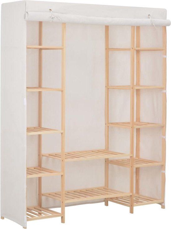 vidaXL Kledingkast - 135x40x170 cm - Stof - Wit