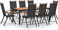 vidaXL Ensemble de jardin 9 pièces Aluminium Noir
