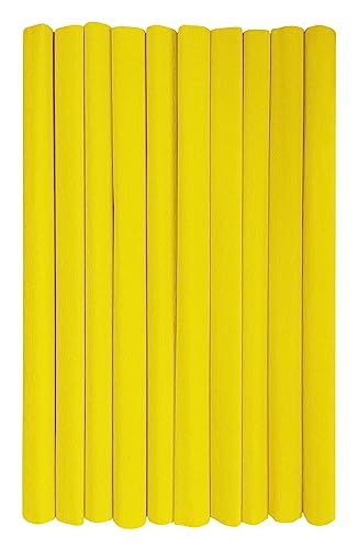 Interdruk Crêpepapier Rollen voor Kinderen DIY en Decoraties - Pakket van 10 rollen (50 cm x 200 cm, 28 g/m2) - 04 geel
