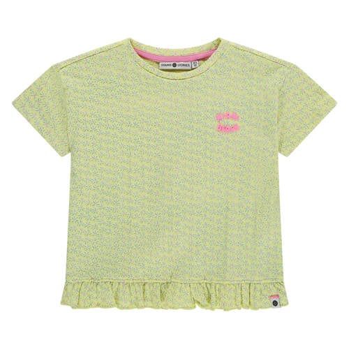 Stains&Stories gebloemd T-shirt lichtgroen