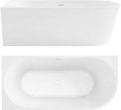REA Bellanto 150 Hoekbad Links Zwarte Stopkap Wit Acryl 149x74,5x58cm