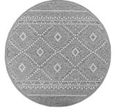 Mia's tapijten Adora - modern tapijt, boho-stijl, geschikt voor binnen en buiten, bijzonder vlak, ideaal voor keuken en eetkamer, maar ook voor balkon of terras, design 2, 95-grijs, 120 cm rond
