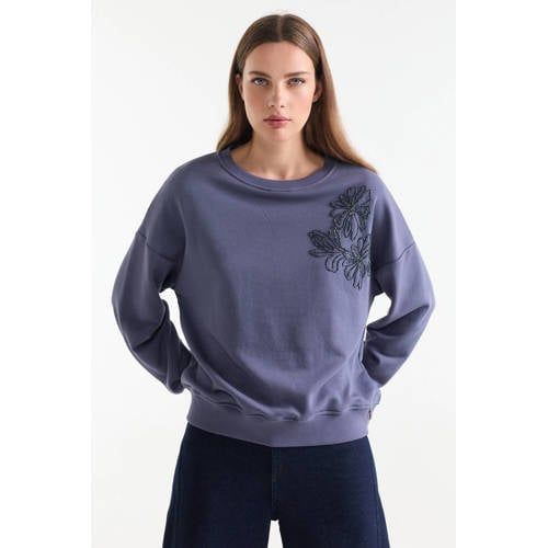 JANSEN Amsterdam gebloemde sweater - donkerblauw