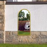 MirrorOutlet The Arcus - Gold Metal Framed Modern Arched Garden Wall Mirror 47" X 23,5" (120CM X 60CM) Zwart. 2cm breed frame en 3cm diep.
