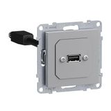 Legrand SEANO USB-gegevensdoos met kabel, inzetstuk inclusief afdekking, USB 3.0, kabellengte: 15 cm, kleur: aluminium, 765287