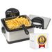Bestron Friteuse familiale avec zone froide, 3 paniers, 4 litres, 1,5 kg/2 x 750 g frire, fenêtre de visualisation, 2000 W, acier inoxydable, argent