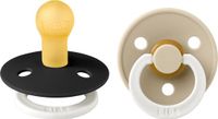 Bibs Glow In The Dark Fopspeen - Rond - 2 Stuks - 0-6 Mnd - Black/Vanilla