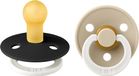 Bibs Glow In The Dark Fopspeen - Rond - 2 Stuks - 0-6 Mnd - Black/Vanilla