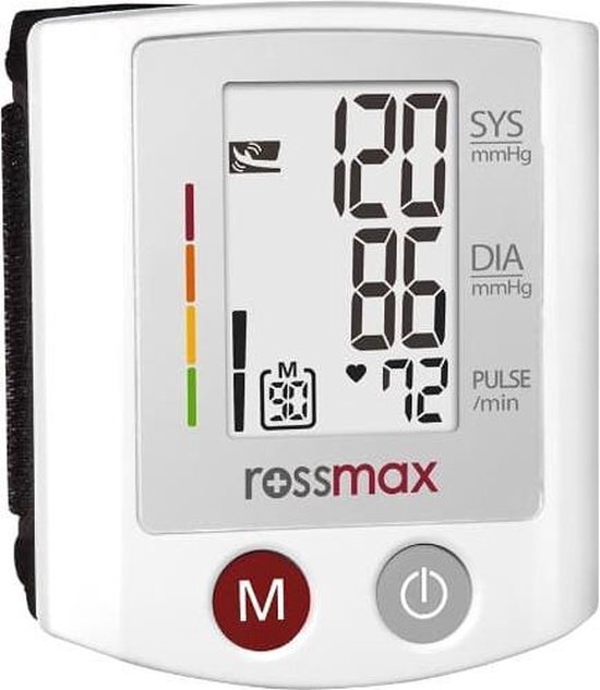 Rossmax S150 - polsbloeddrukmeter - Klinisch Gevalideerd - Hartslagmeter - Onregelmatige Hartslag - Geheugen 90 Metingen - Gemiddelde 3 Metingen - Bewegingsdetectie - Opbergzak en Batterijen - 5 jaar garantie