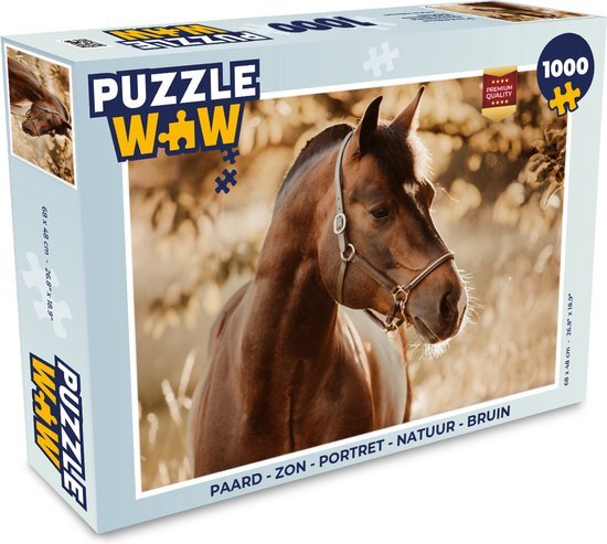 MuchoWow Puzzel Paard - Zon - Portret - Natuur - Bruin - Legpuzzel - Puzzel 1000 stukjes volwassenen - Sinterklaas cadeautjes - Sinterklaas voor grote kinderen