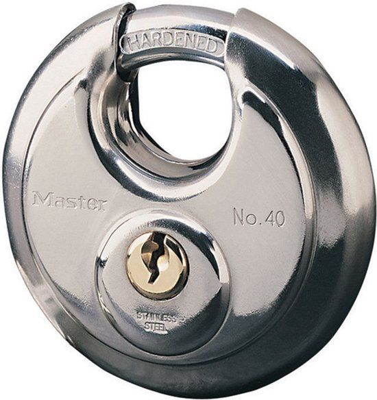 Masterlock 70 mm hangslot met roestvrijstalen discus en versterkte beugel