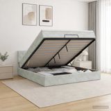 vidaXL Ottoman bed met matras Lichtgrijs 160 x 200 cm Fluweel