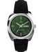 Timex Q 37,5 mm herenhorloge - zwart lederen tweedelige band met snelsluiting, groene wijzerplaat, roestvrijstalen kast, TW2W44700
