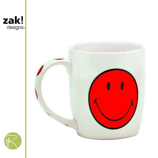 Zak!Designs Porseleinen Drinkbeker - - Smiley - 350 ml