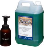 Claudius Cosmetics B.V. Body & Hair Hamam 300 ml - zeepdispenser amber bruin met pomp + 5 liter - 2 in 1 voor lichaam en haar
