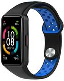 Strap-it Siliconen Smartwatch bandje - Geschikt voor Huawei Band 6 sport bandje - zwart/blauw