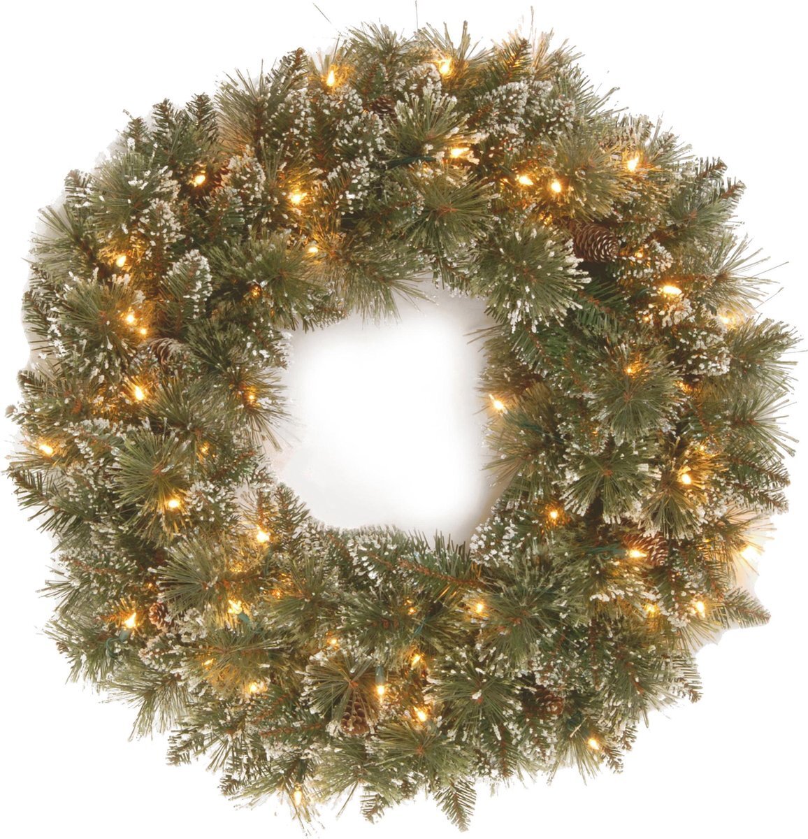 National Tree Company Glittery Bristle kerstkrans met LED verlichting 61 cm