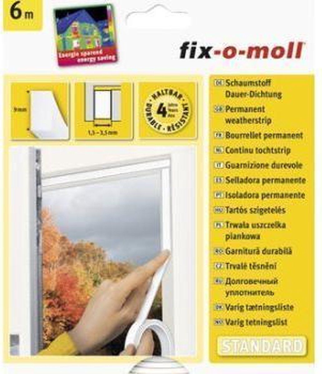 Fix-o-moll Tochtband 9 mm wit - 18m I profiel