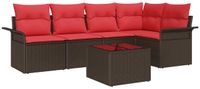 vidaXL Tuinbank - Set - 6 - st - Bruin - poly - rattan