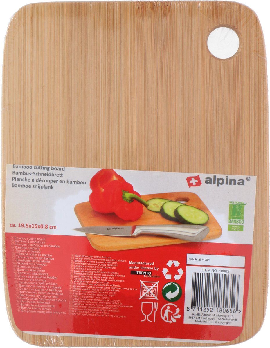 Alpina Snijplank Bamboe - Klein - Houten snijplank - 19.5x15x0.8cm