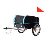 Relaxdays fietskar, opvouwbaar, 120 L, regenhoes, vlag, 59x124x69 cm, zwart-blauw
