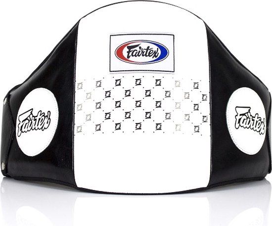 Fairtex Bellyprotector Leder Zwart/Wit - Unisex - Volwassenen - Buffelleer