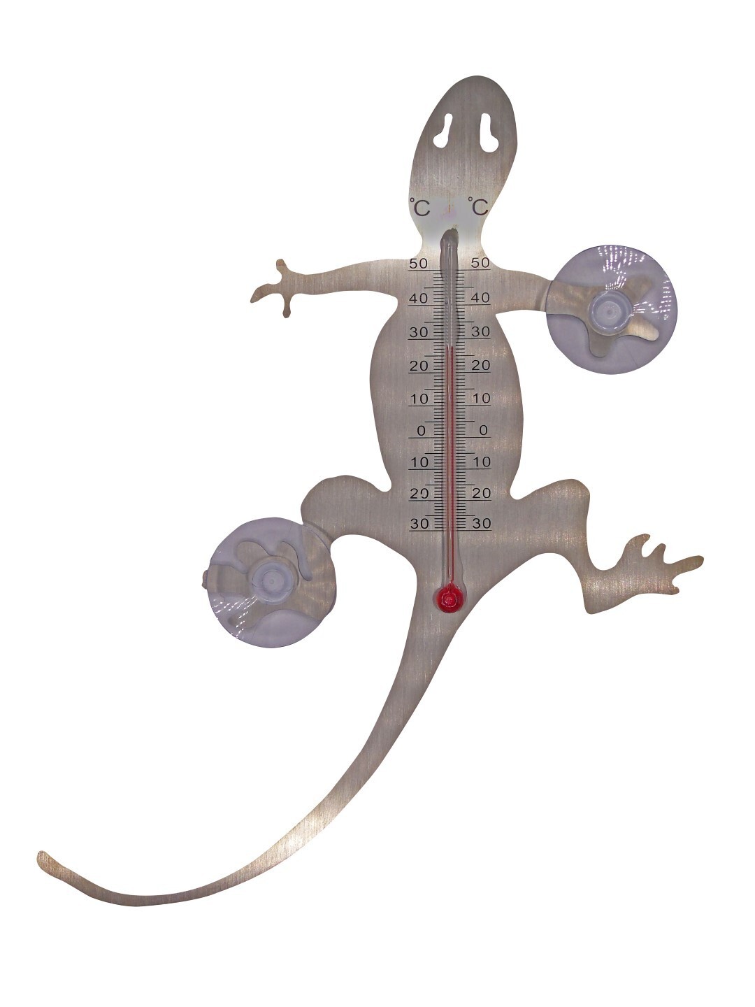 Nature Muurthermometer metaal met zuignappen salamander 20x16x1 cm