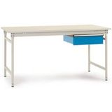 Manuflex BB5231.0002 Compleet bijzettafel basis stationair met melamine schijf + enkele lade, bxdxh: 1000 x 800 x 780 mm Grijs-wit (RAL 7035)