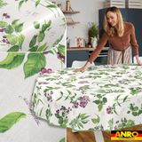 ANRO Tafelkleed Lavendel Groen Ovaal 200x140cm Met sierband Afwasbaar Waterafstotend Binnen & Buiten